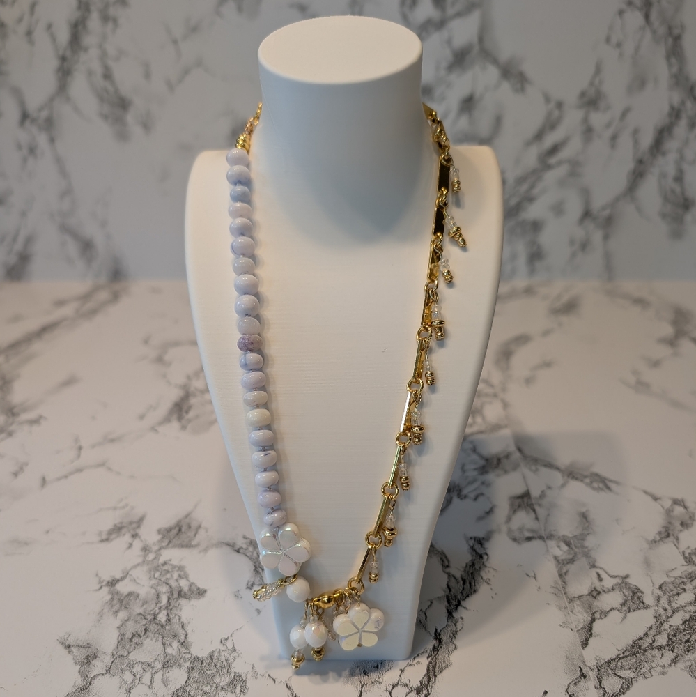 Blue Opal, Czech Glass, And Gold-Plated Bead Necklace - Picture 5 of 13